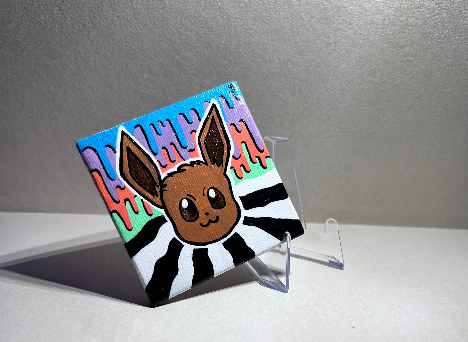 Adorable Eevee Mini Gift Painting | Cozy Cute Wall Art | Gifts for Gamers | Dorm Room Decor | Kids Birthday Present