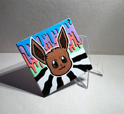 Adorable Eevee Mini Gift Painting | Cozy Cute Wall Art | Gifts for Gamers | Dorm Room Decor | Kids Birthday Present - IszyBeeArts