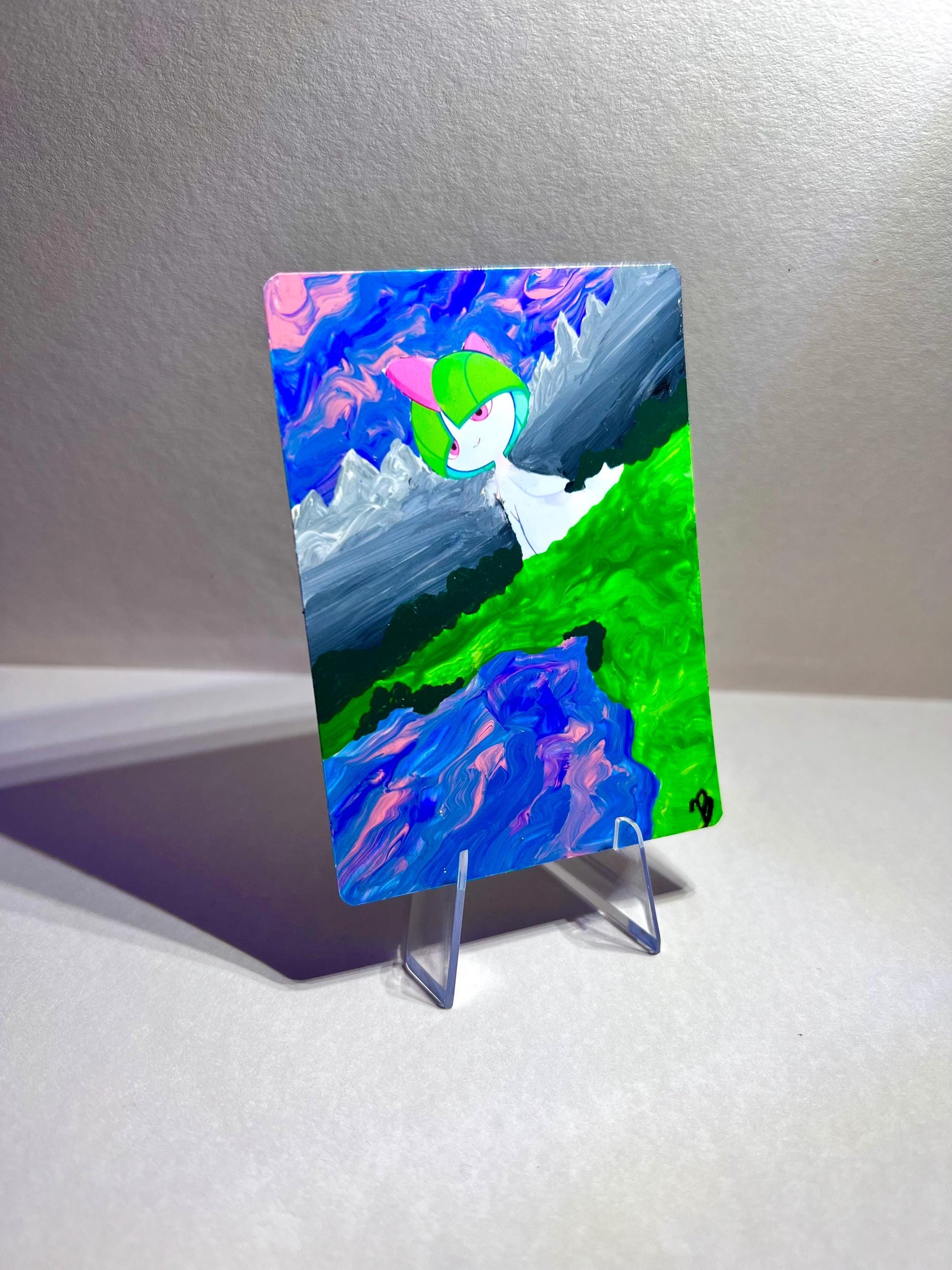 Ralts Custom Hand Painted Collectible Pokmon Card - IszyBeeArts Ralts Custom Hand Painted Collectible Pokmon Card - IszyBeeArts