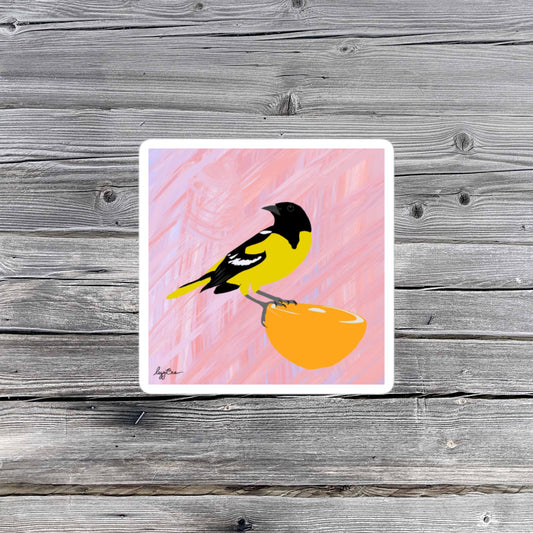 L'oiseau sur l'orange drawing sticker