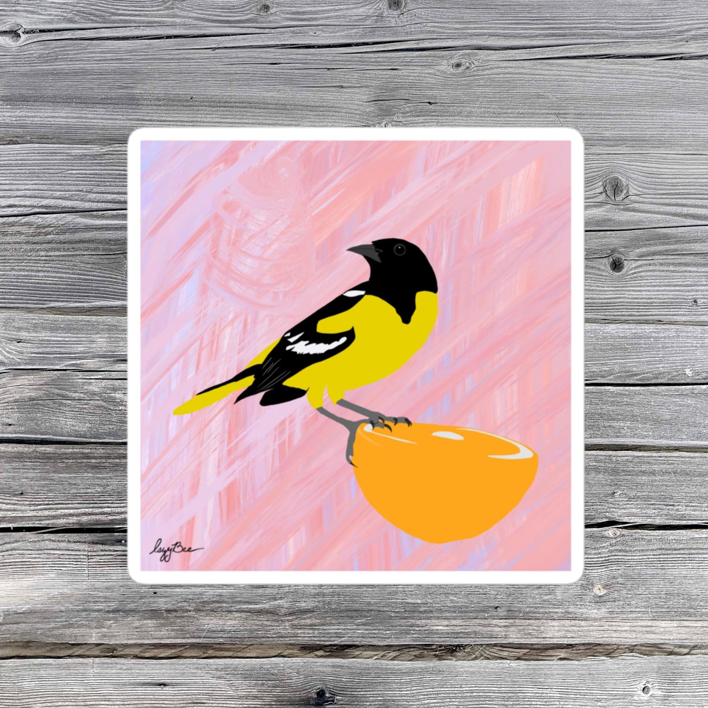 L'oiseau sur l'orange drawing sticker
