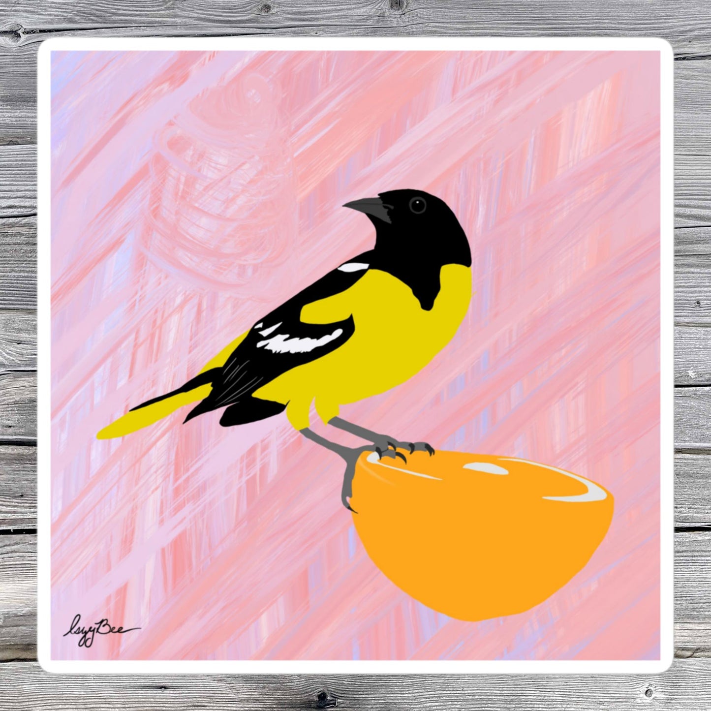 L'oiseau sur l'orange drawing sticker
