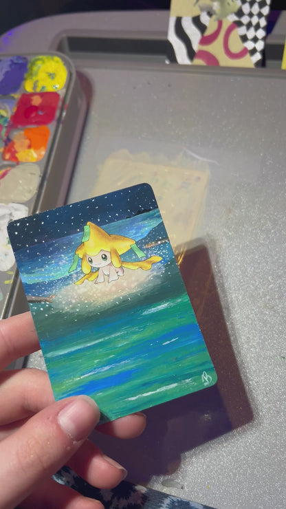 Jirachi Painted Pokémon Card | Handmade Art | Gifts for Gamers | Unique Present